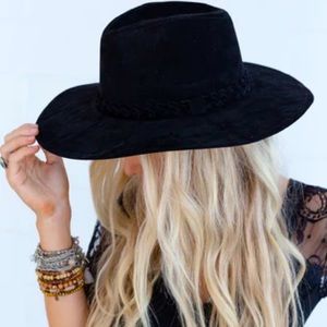 Three Bird Nest Braided Black Hat